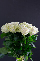 Bouquet of White roses. Beautiful roses. Fresh flowers in vase