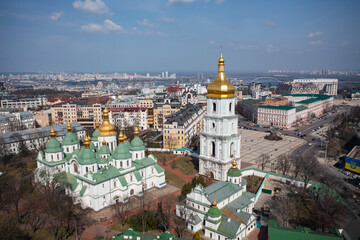 Fototapeta premium Saint Sophia's Cathedral, Kyiv. View from drone