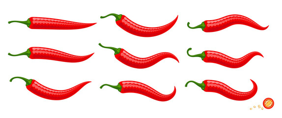 Cartoon red Chilli peppers vector illustration isolated on white background