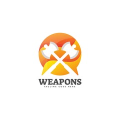 Vector Logo Illustration Weapons Gradient Colorful Style.