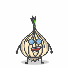 Cute Onion Character Flat Cartoon Emoticon Vector Template Design Illustration