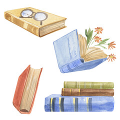 Clip art books with a stack, one book