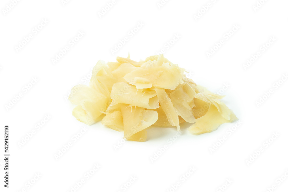 Wall mural Pickled ginger slices isolated on white background