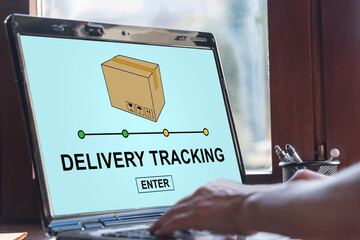 Delivery tracking concept on a laptop screen