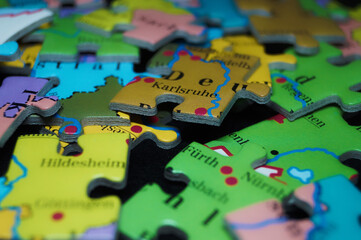 puzzle geographical map europe travel tourism puzzle game shapes out of paper horizontal 