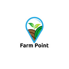 Farm point logo with leaf logo vector concept, icon, element, and template for company