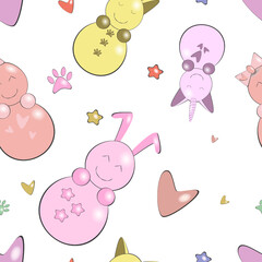 seamless pattern with bunnies, cats