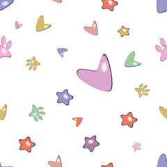 seamless pattern with hearts, stars