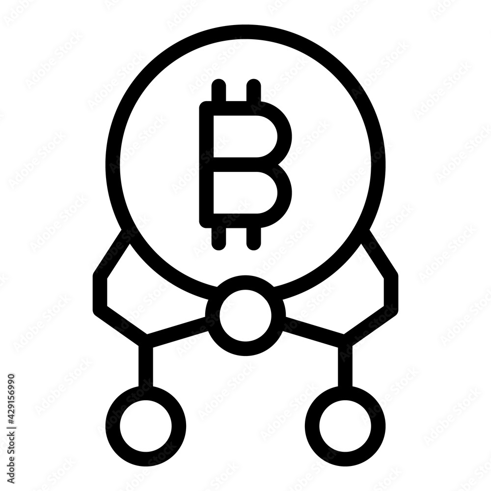 Poster blockchain bitcoin icon. outline blockchain bitcoin vector icon for web design isolated on white bac