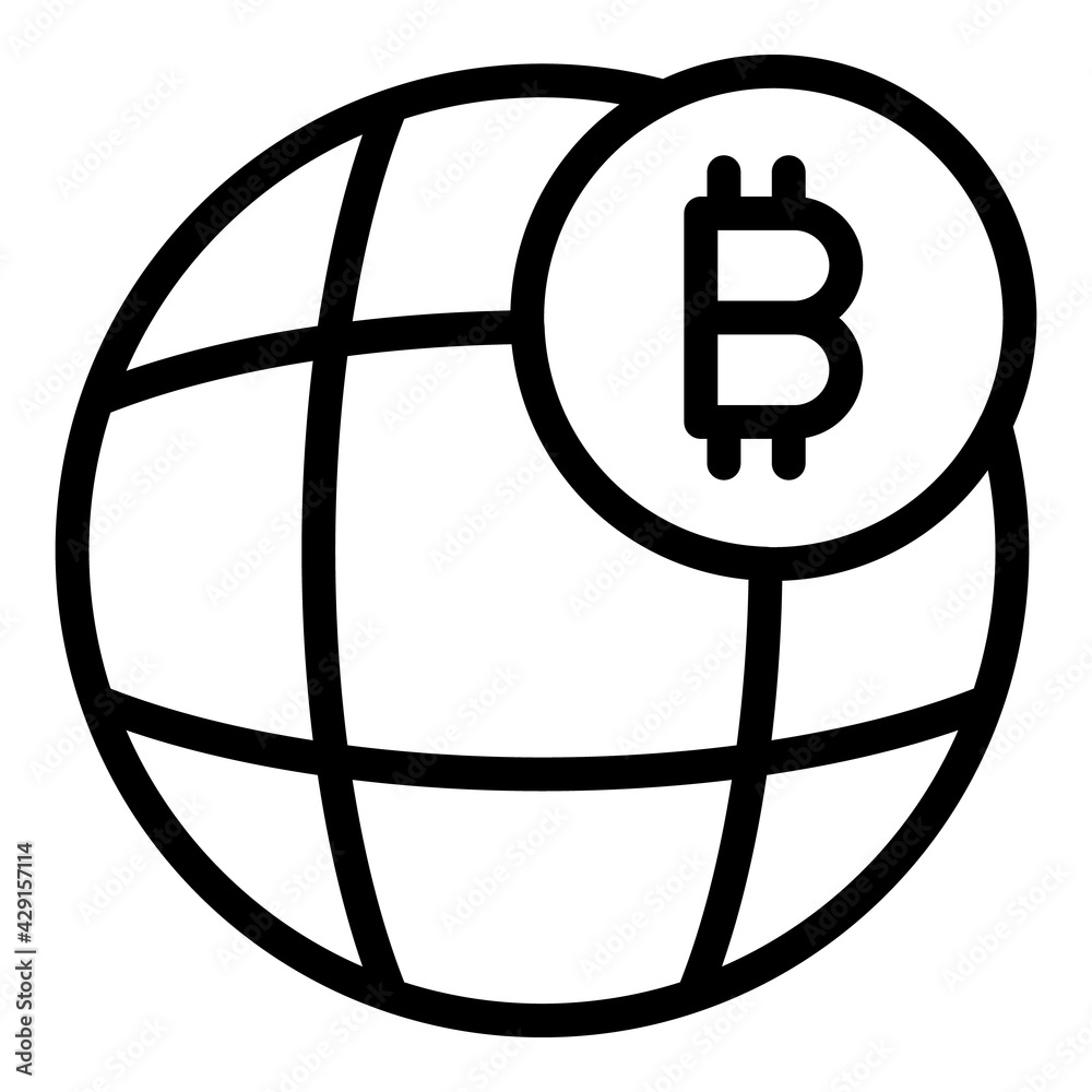 Poster global bitcoin icon. outline global bitcoin vector icon for web design isolated on white background