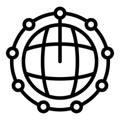 Global network blockchain icon. Outline Global network blockchain vector icon for web design isolated on white background