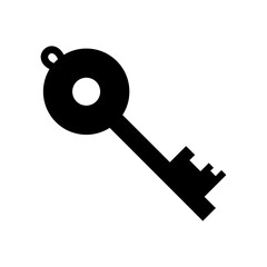 Flat key icon. Vector illustration. Creative pictogram. Black and white drawing
