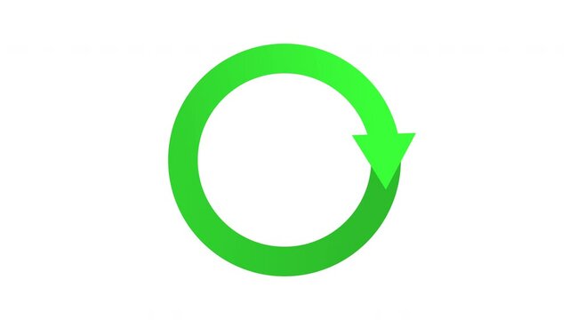 Colourful Rotating Recycle or Cycle Symbol with one arrow Animation on White Background and Green Screen.mov