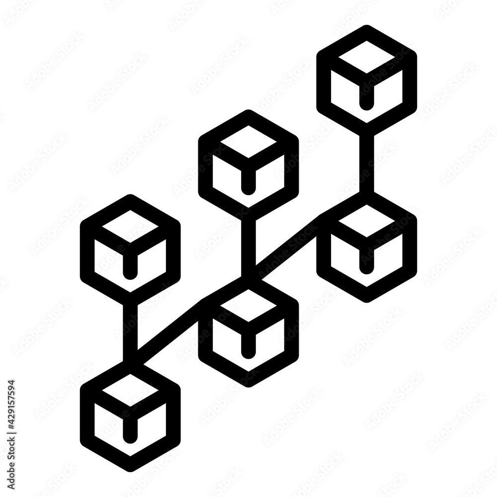 Poster blocks chain network icon. outline blocks chain network vector icon for web design isolated on white