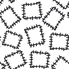 black and white seamless pattern with stylized patches, endless repeatable texture