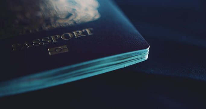 Close up of passport ID at airport border