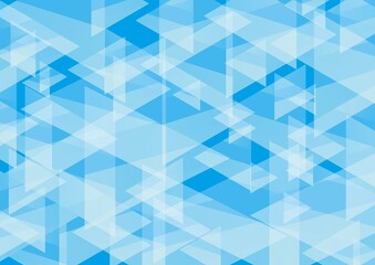 青色の三角形で描かれた透明感のある抽象背景