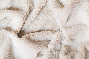 White soft wool texture background, cotton wool, light natural wool, close-up texture  wool with beige tone
