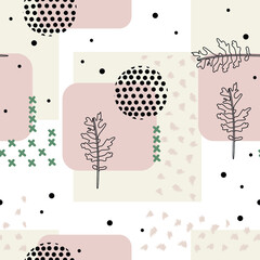 Boho Abstract seamless pattern, vector illustration. Modern decorative style. 
