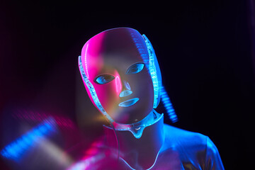 Portrait of futuristic robot. Concept of future technology.