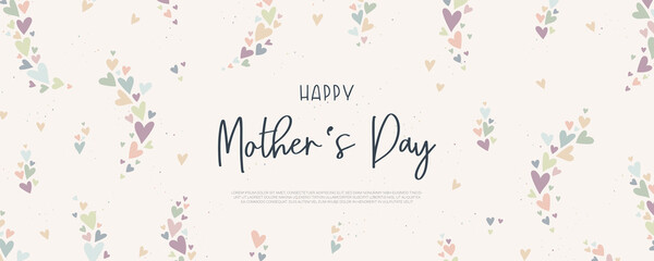 Cute Mother's Day banner design, lovely hand drawn hearts and hand lettering - vector design