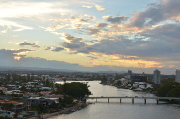 Sunset over the river