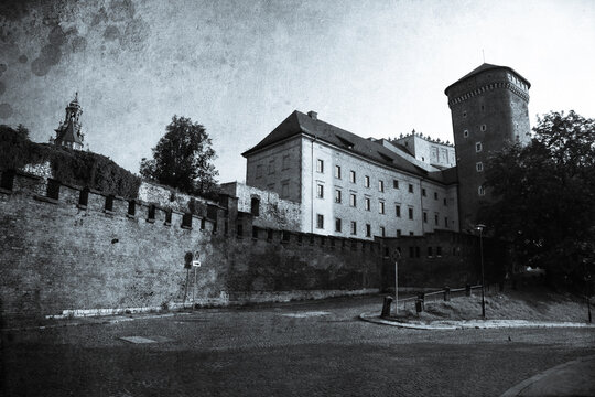 Wawel castle in Krakow - vintage styled picture