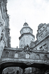 Old dresden buildings. Photo in vintage style.