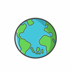 Cute Globe, Earth Character Flat Cartoon Emoticon Vector Template Design Illustration