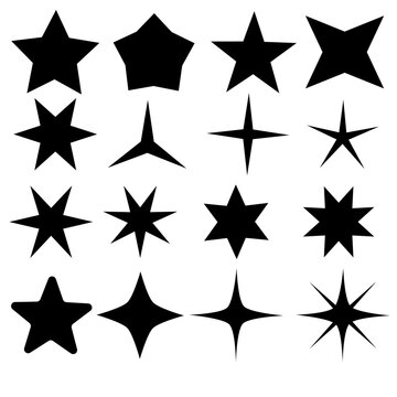 star icons on white background. sparkles sign. flat style. shining burst symbol.