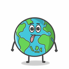 Cute Globe, Earth Character Flat Cartoon Emoticon Vector Template Design Illustration