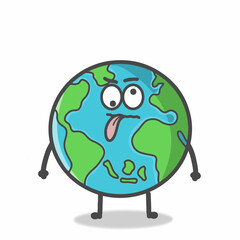 Cute Globe, Earth Character Flat Cartoon Emoticon Vector Template Design Illustration