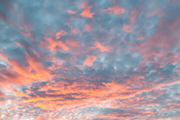 red sky with clouds