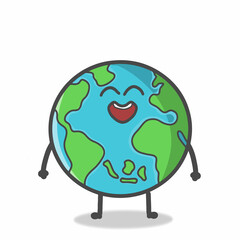 Cute Globe, Earth Character Flat Cartoon Emoticon Vector Template Design Illustration
