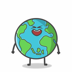 Cute Globe, Earth Character Flat Cartoon Emoticon Vector Template Design Illustration