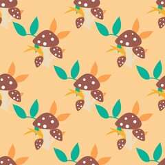 Obraz premium Mushroom Background. Mushroom Seamless Pattern 