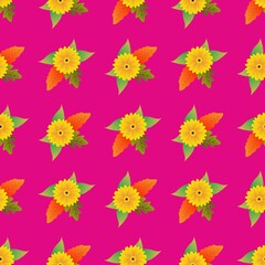 Fototapeta premium Seamless Pattern With Floral Motifs able to print for cloths, tablecloths, blanket, shirts, dresses, posters, papers.