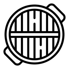 Round grill icon. Outline Round grill vector icon for web design isolated on white background