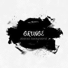 Vector black ink banner with grunge effect. Abstract paint shape.