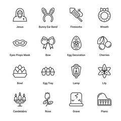 Fototapeta premium Easter Outline Icons - Stroked, Vectors