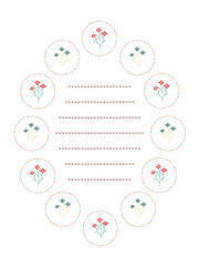 赤と青のお花のお手紙フレーム東欧風