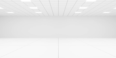 empty white modern architecture room office interior 3d render illustration