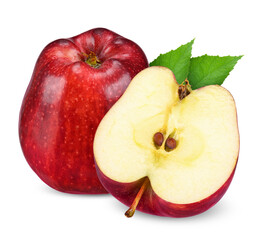Red apple  isolated on white clipping path