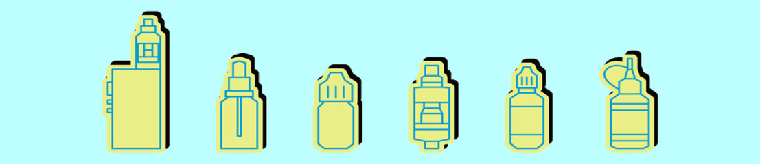 set of vaporizer cartoon icon design template with various models. vector illustration isolated on blue background
