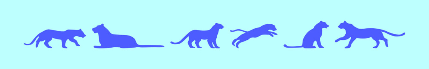 set of tiger cartoon icon design template with various models. vector illustration isolated on blue background