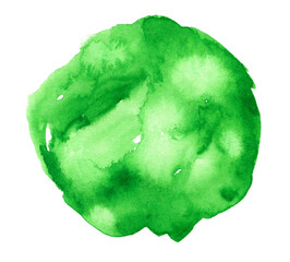 Green watercolor art hand paint on white background isolated, brush texture for text or logo	