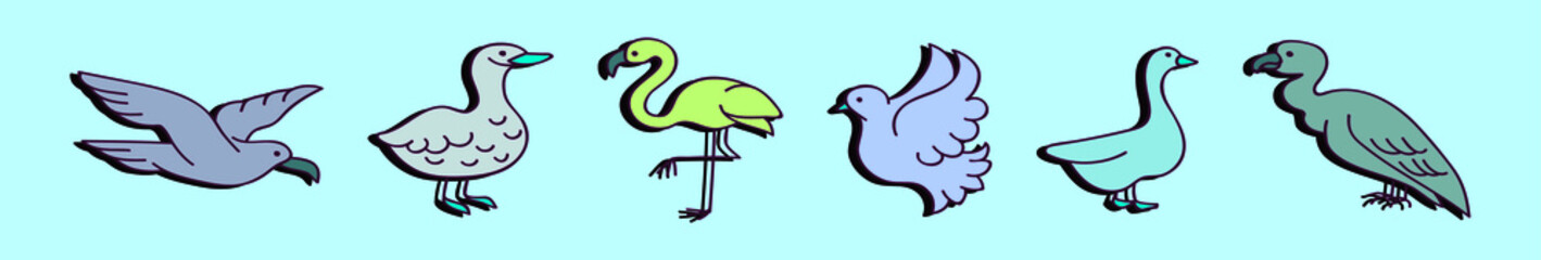 set of buzzard birds cartoon icon design template with various models. vector illustration isolated on blue background