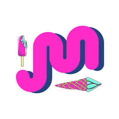 Abstract style poster with ice cream typography
