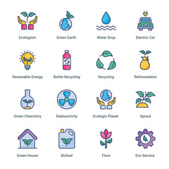 Ecology and Environmentalism Filled Icons - Stroked, Vectors