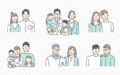 さまざまな家族の形のイメージイラスト素材